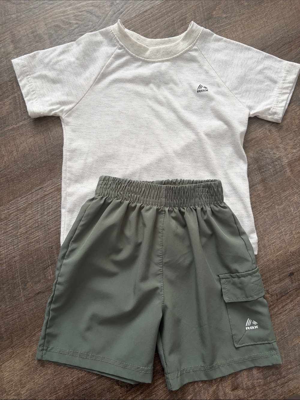 RBX Cream Tee and Olive Shorts Active Set